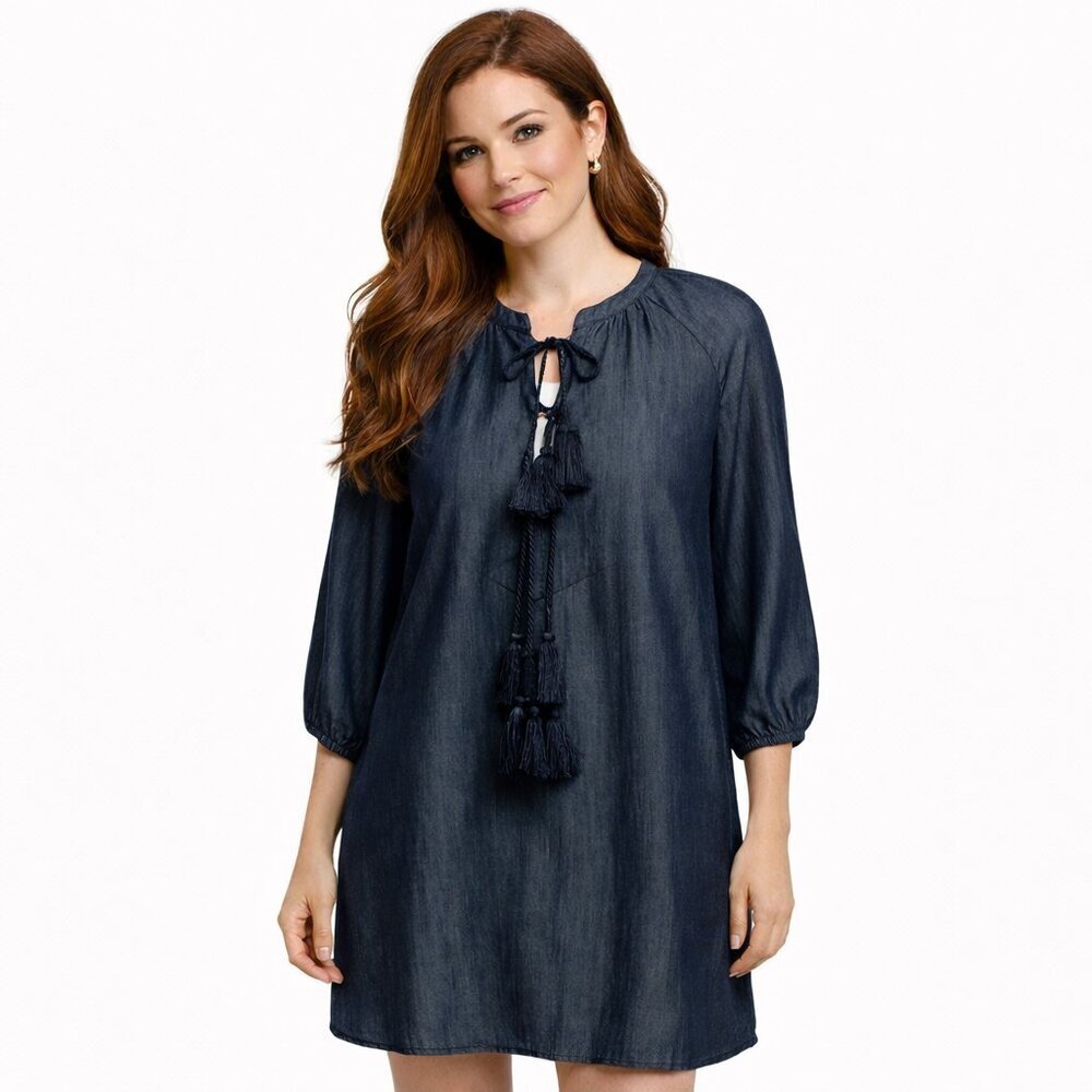 Honey Punch Size Small Blue Chambray 100% Tencel Dress